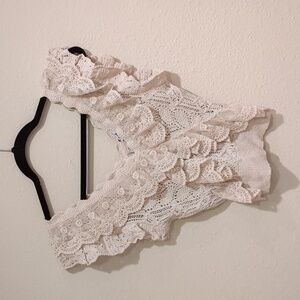 Zara Cream Lace Ruffle Top
